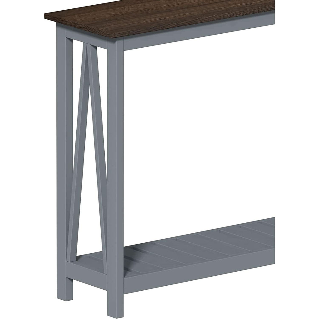 Grey Farmhouse Console Table With Shelf For Entryway by ShipItFurniture