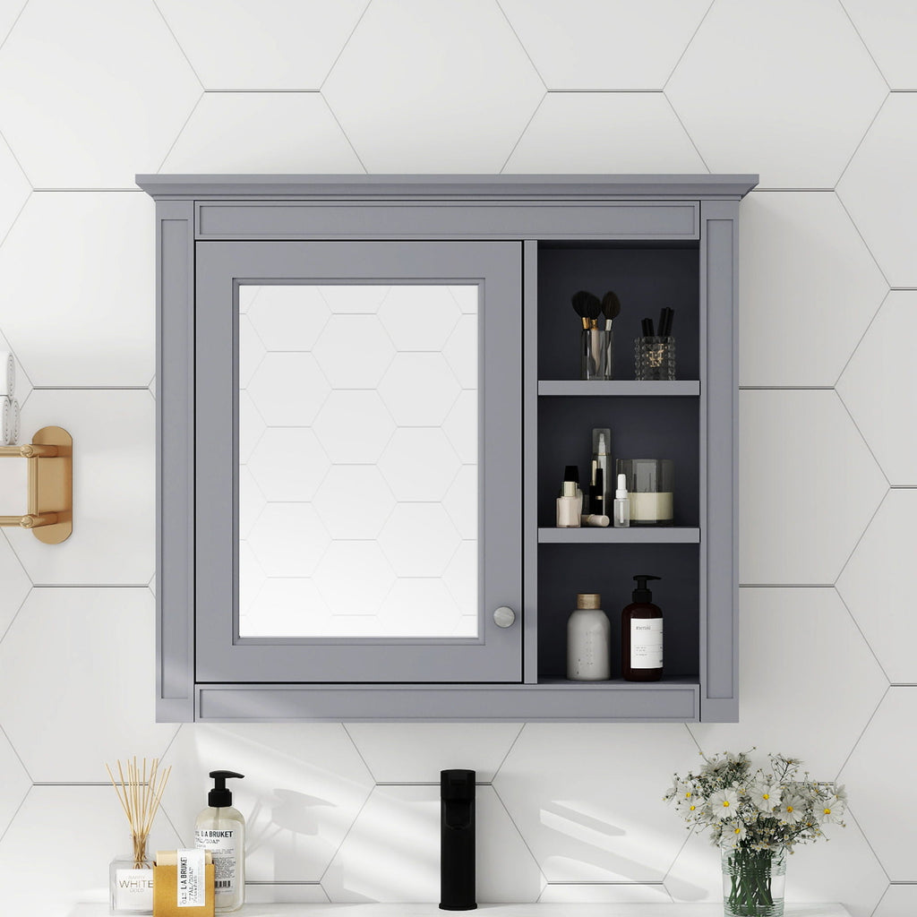 Wall Mounted Medicine Cabinet With Mirror And 3 Open Shelves by Unique Piece Furniture