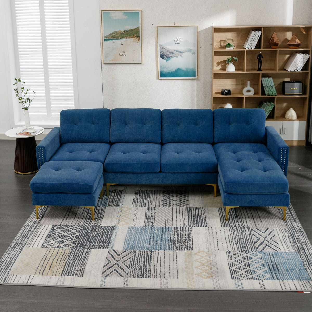 Modern L - Shape Convertible Sectional Sofa With Movable Ottoman by Unique Piece Furniture