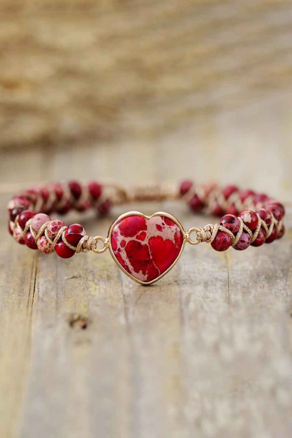 Handmade Heart Shape Natural Stone Bracelet by Wild and Free Boutique