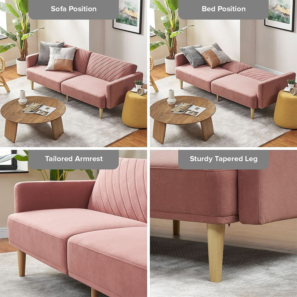 Chloe Futon Sofa Bed With Adjustable Back And Tapered Legs by ShipItFurniture