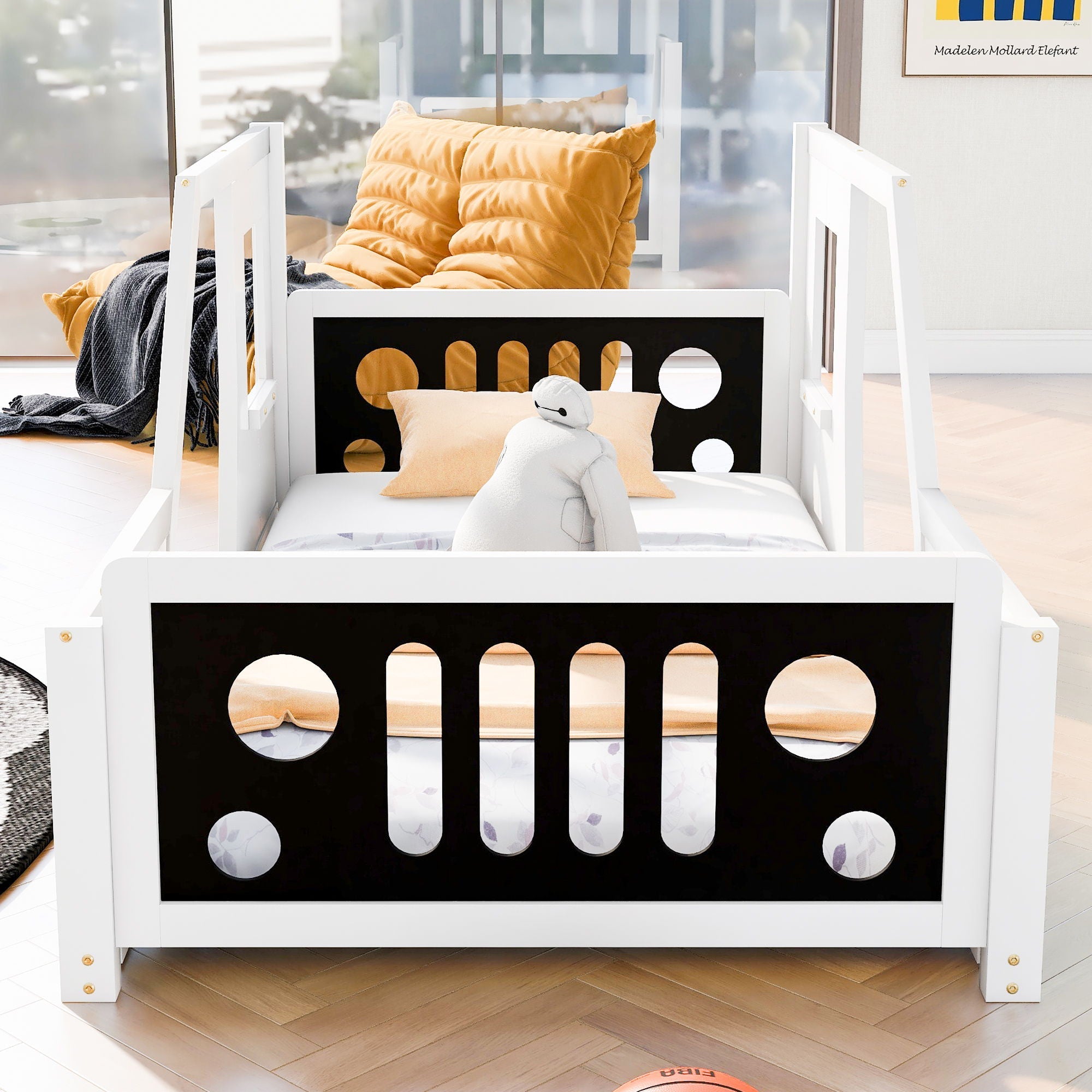 Classic Car Shaped Platform Bed With Wheels by Unique Piece Furniture
