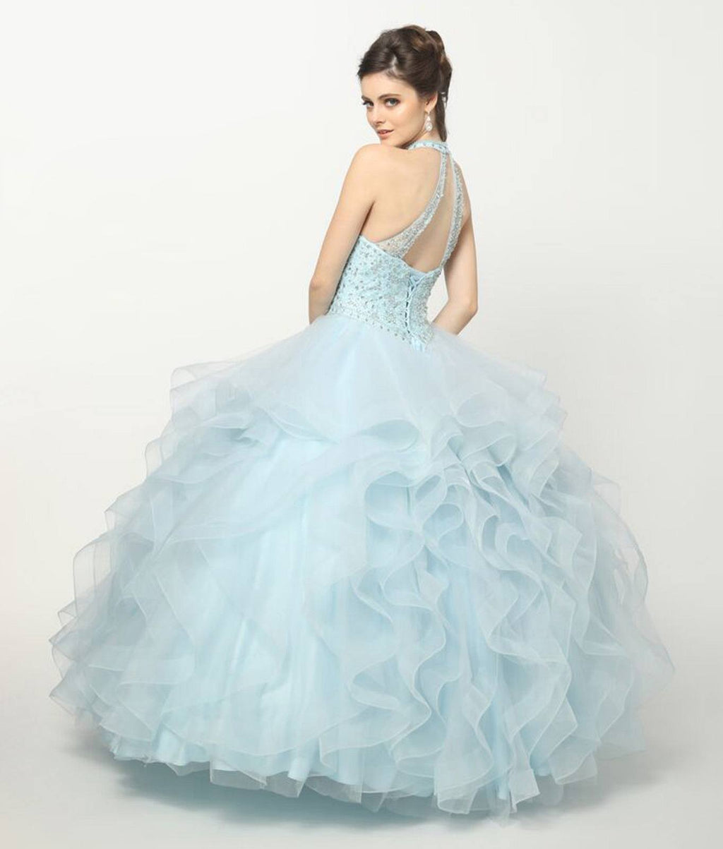 Juliet 1420 Crystal Beading Layered Tulle Skirt Quinceanera Dress by DiscountDressShop