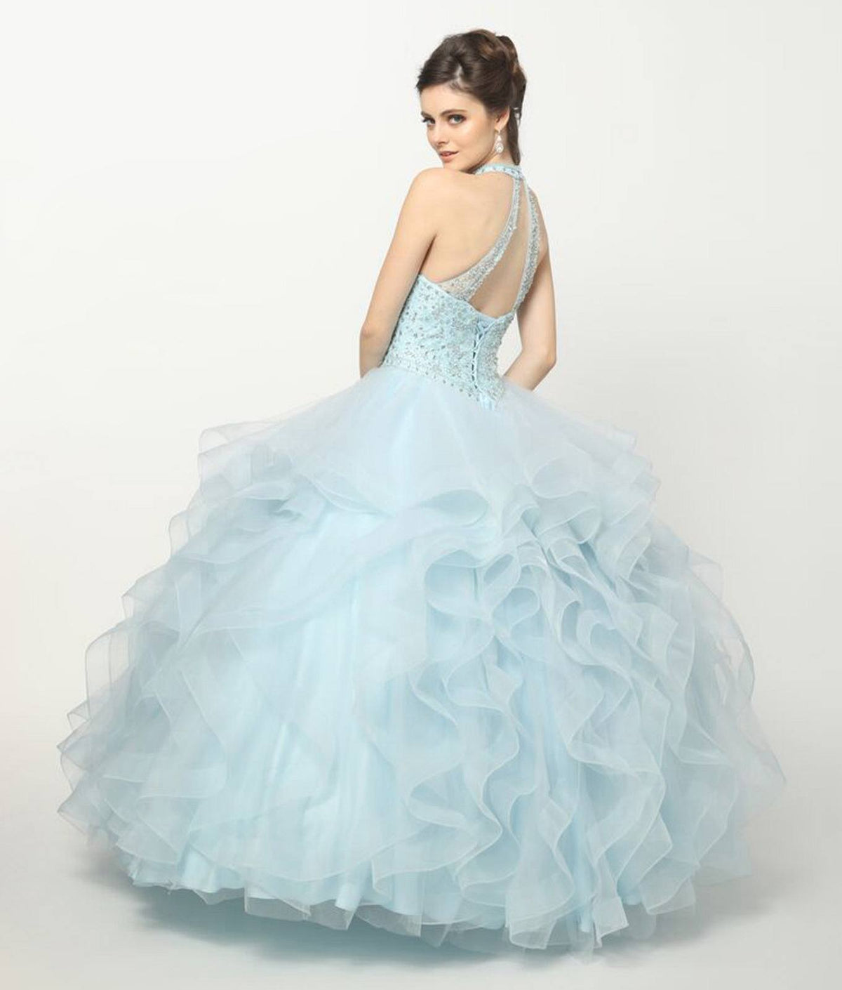Juliet 1420 Crystal Beading Layered Tulle Skirt Quinceanera Dress by DiscountDressShop