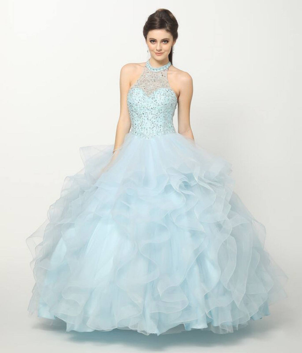Juliet 1420 Crystal Beading Layered Tulle Skirt Quinceanera Dress by DiscountDressShop