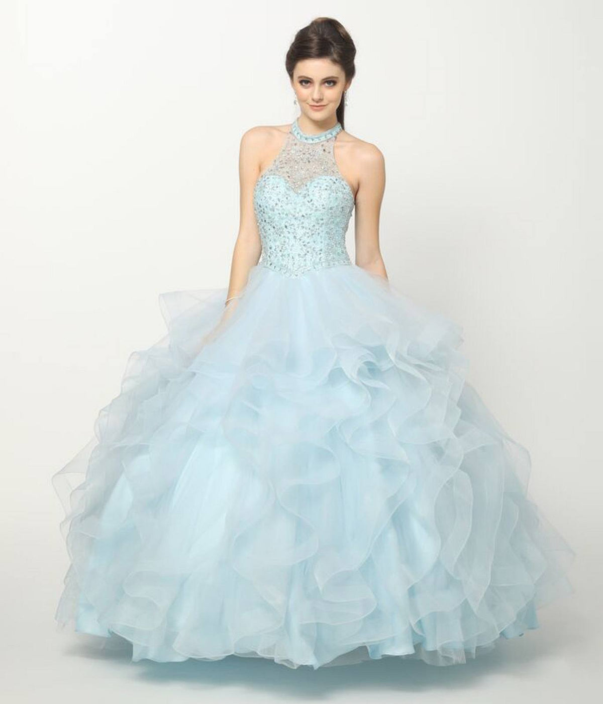 Juliet 1420 Crystal Beading Layered Tulle Skirt Quinceanera Dress by DiscountDressShop