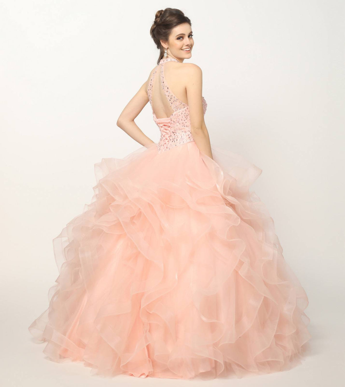 Juliet 1420 Crystal Beading Layered Tulle Skirt Quinceanera Dress by DiscountDressShop