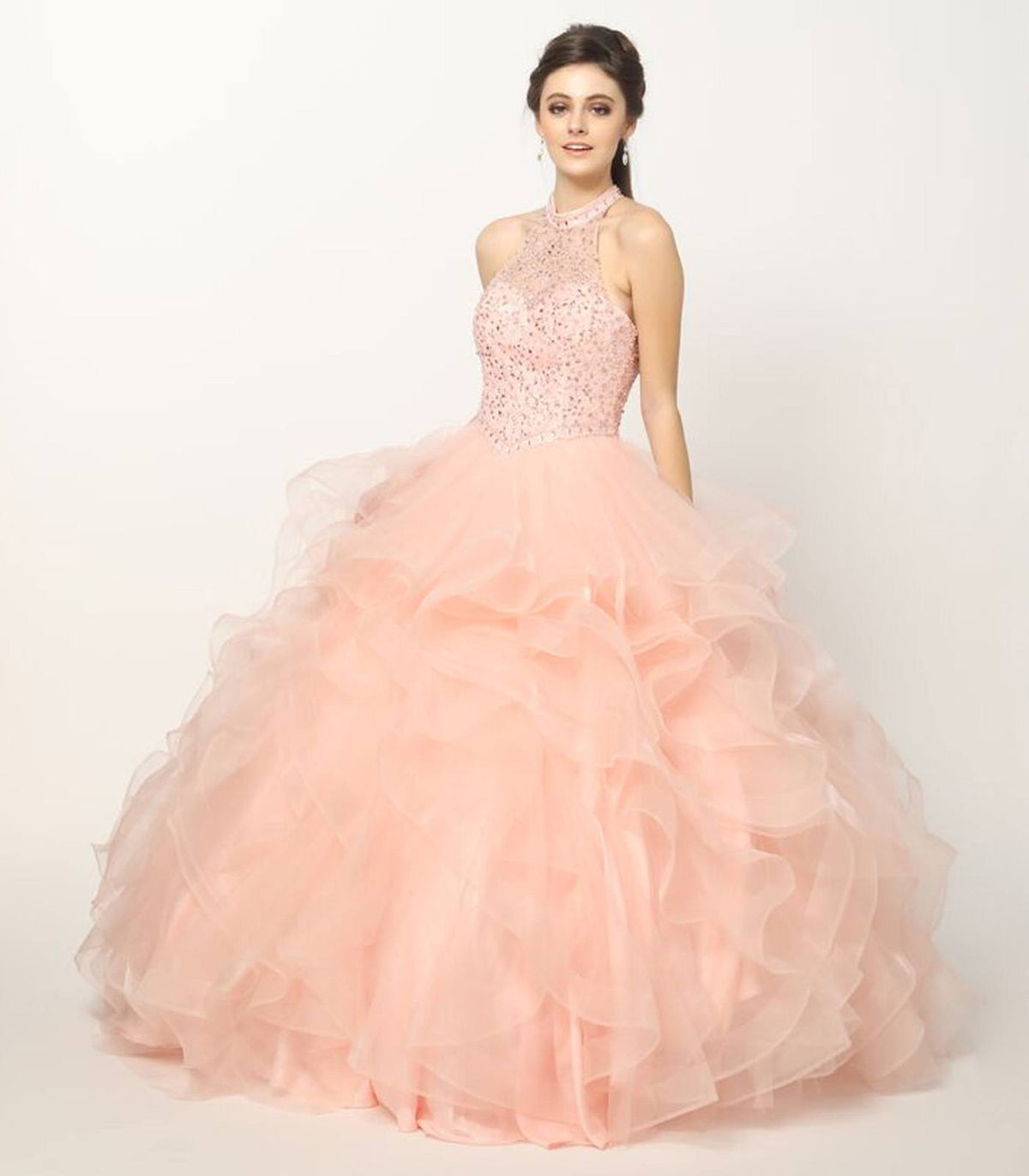 Juliet 1420 Crystal Beading Layered Tulle Skirt Quinceanera Dress by DiscountDressShop