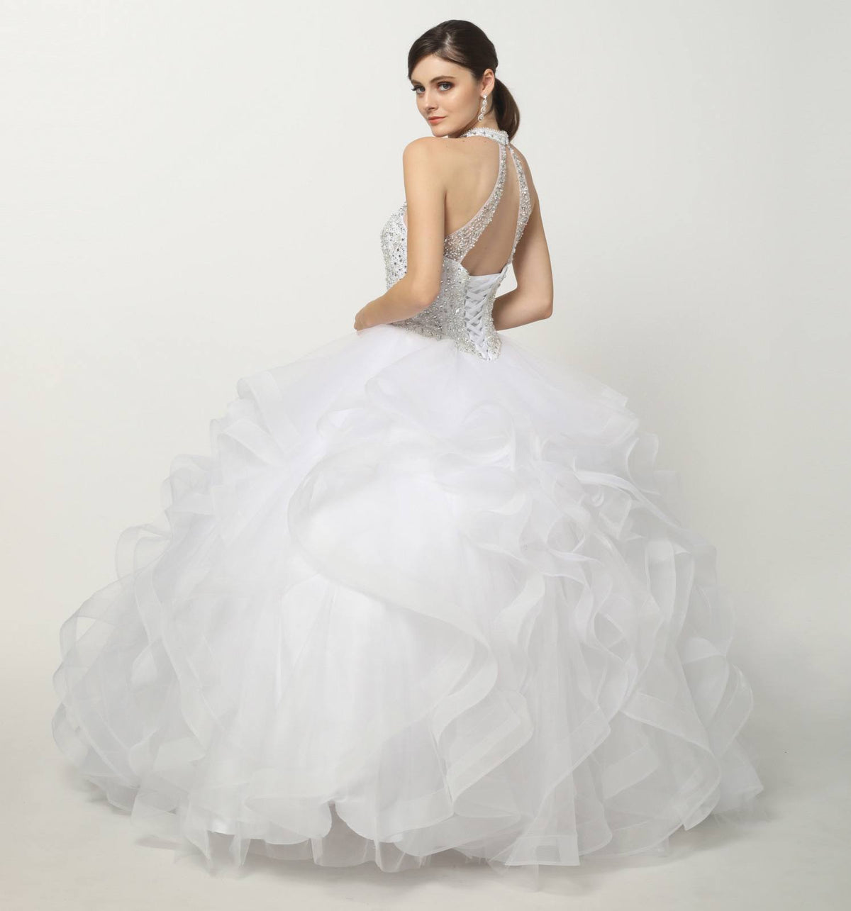 Juliet 1420 Crystal Beading Layered Tulle Skirt Quinceanera Dress by DiscountDressShop
