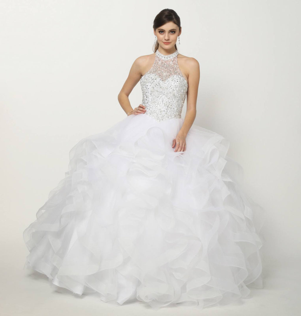 Juliet 1420 Crystal Beading Layered Tulle Skirt Quinceanera Dress by DiscountDressShop