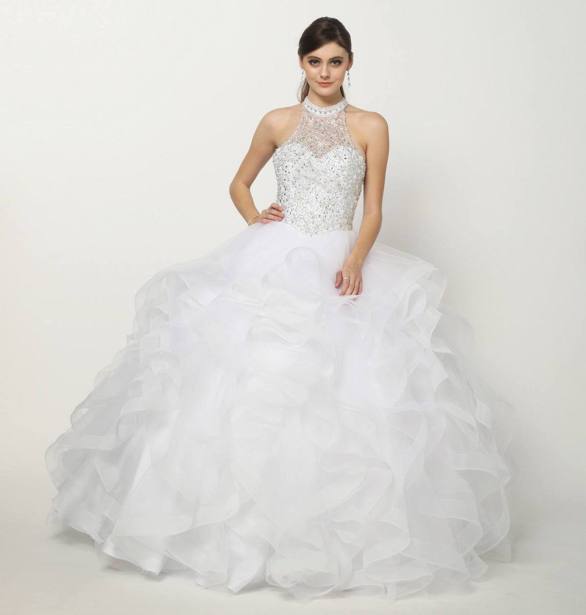 Juliet 1420 Crystal Beading Layered Tulle Skirt Quinceanera Dress by DiscountDressShop