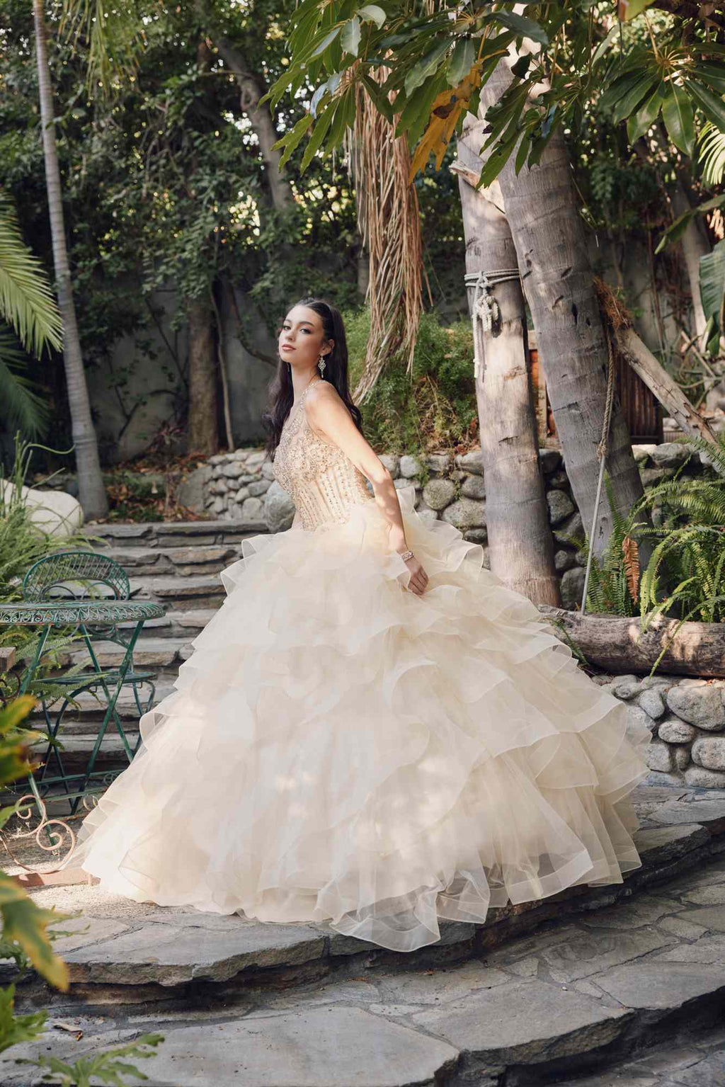 Juliet 1423 A-Line Princess Ball Gown Ruffled Tiered Tulle with Jacket by DiscountDressShop