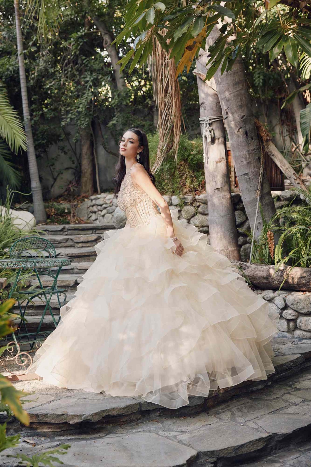 Juliet 1423 A-Line Princess Ball Gown Ruffled Tiered Tulle with Jacket by DiscountDressShop