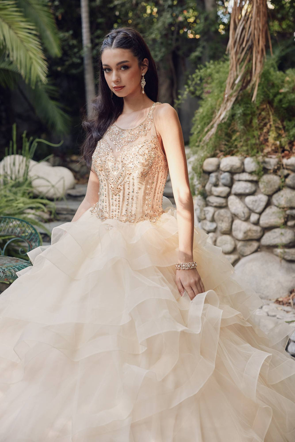 Juliet 1423 A-Line Princess Ball Gown Ruffled Tiered Tulle with Jacket by DiscountDressShop