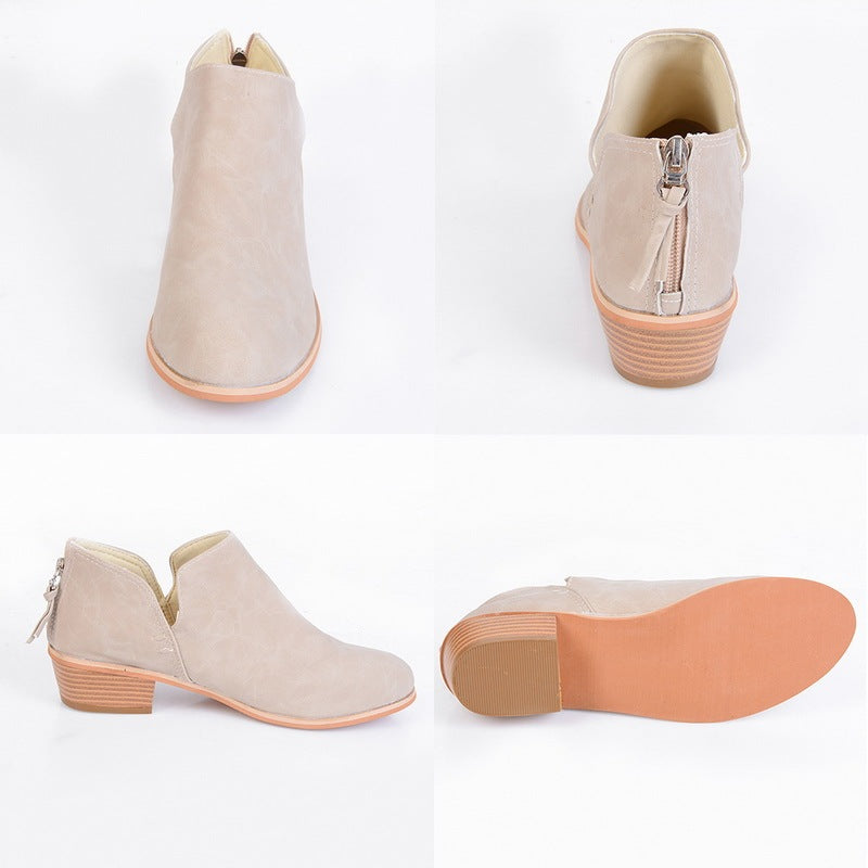 Women's Retro Chunky Heel Ankle Boots – Block Heel Faux Suede by FitiqueFit