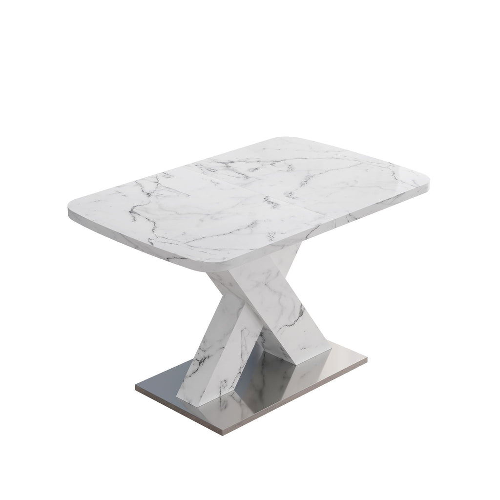 Modern Rectangle Dining Table With Stretchable TopAnd X Shape Legs by Unique Piece Furniture