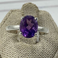 Sterling Silver Faceted Oval Amethyst Ring – Size 10 – Calm, Intuition & Spiritual Protection by Sacred Crystals