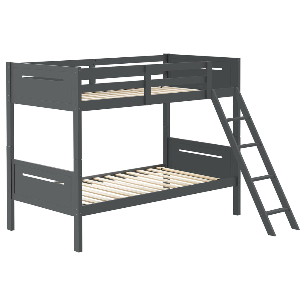 Littleton Wood Twin Over Twin Bunk Bed Grey by Unique Piece Furniture