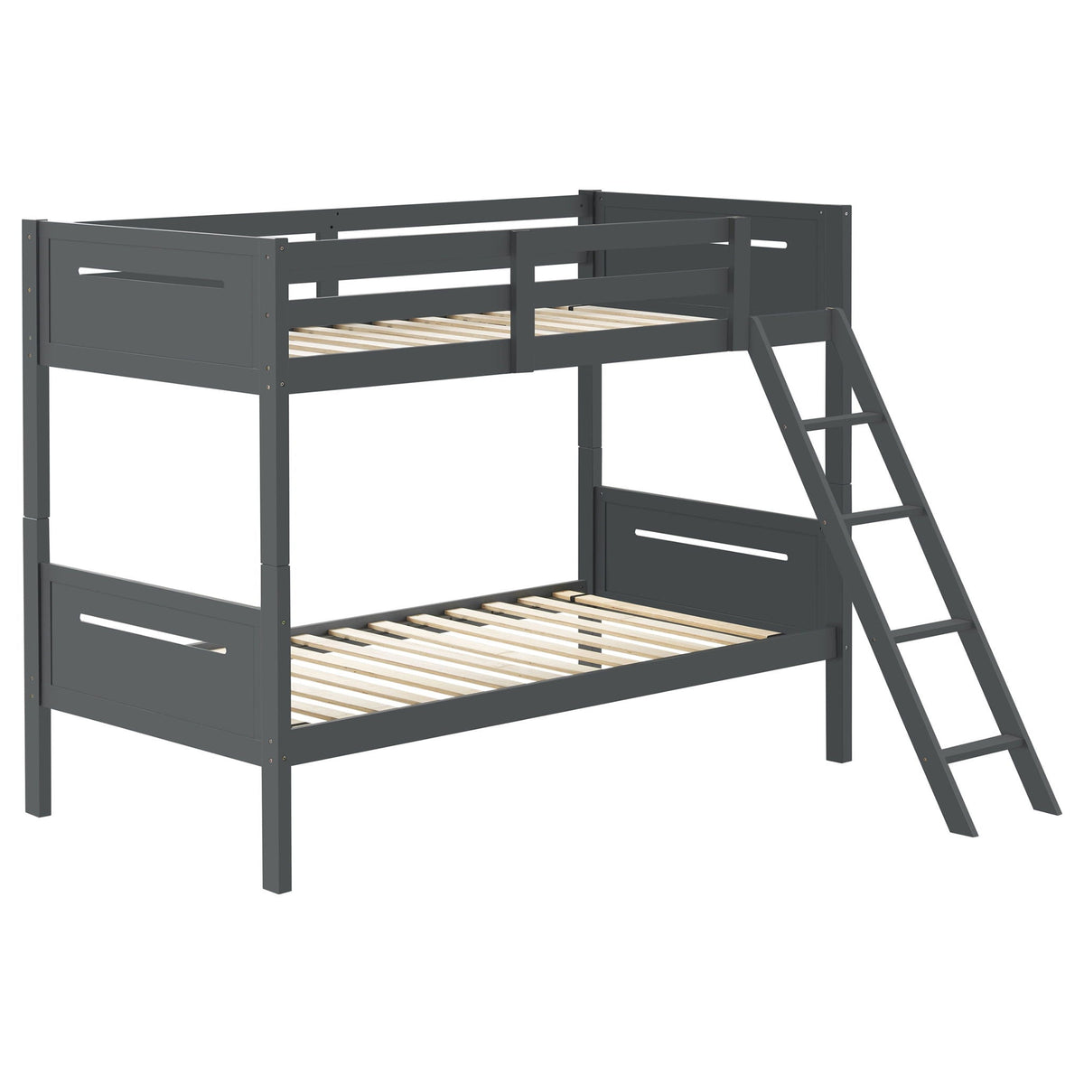 Littleton Wood Twin Over Twin Bunk Bed Grey by Unique Piece Furniture