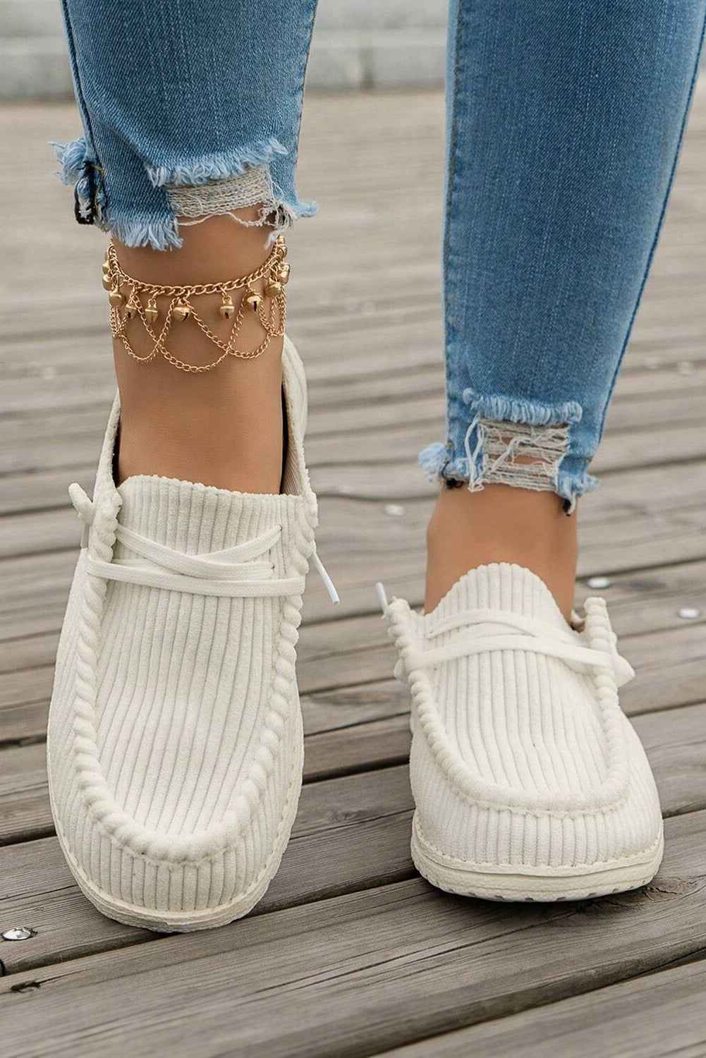 White Lace Up Casual Shoes by Wild and Free Boutique