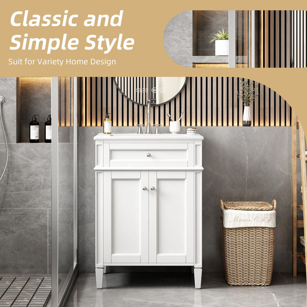 Bathroom Vanity With 2 Doors And Tip Out Drawer, Soft Closing Hinges by Unique Piece Furniture