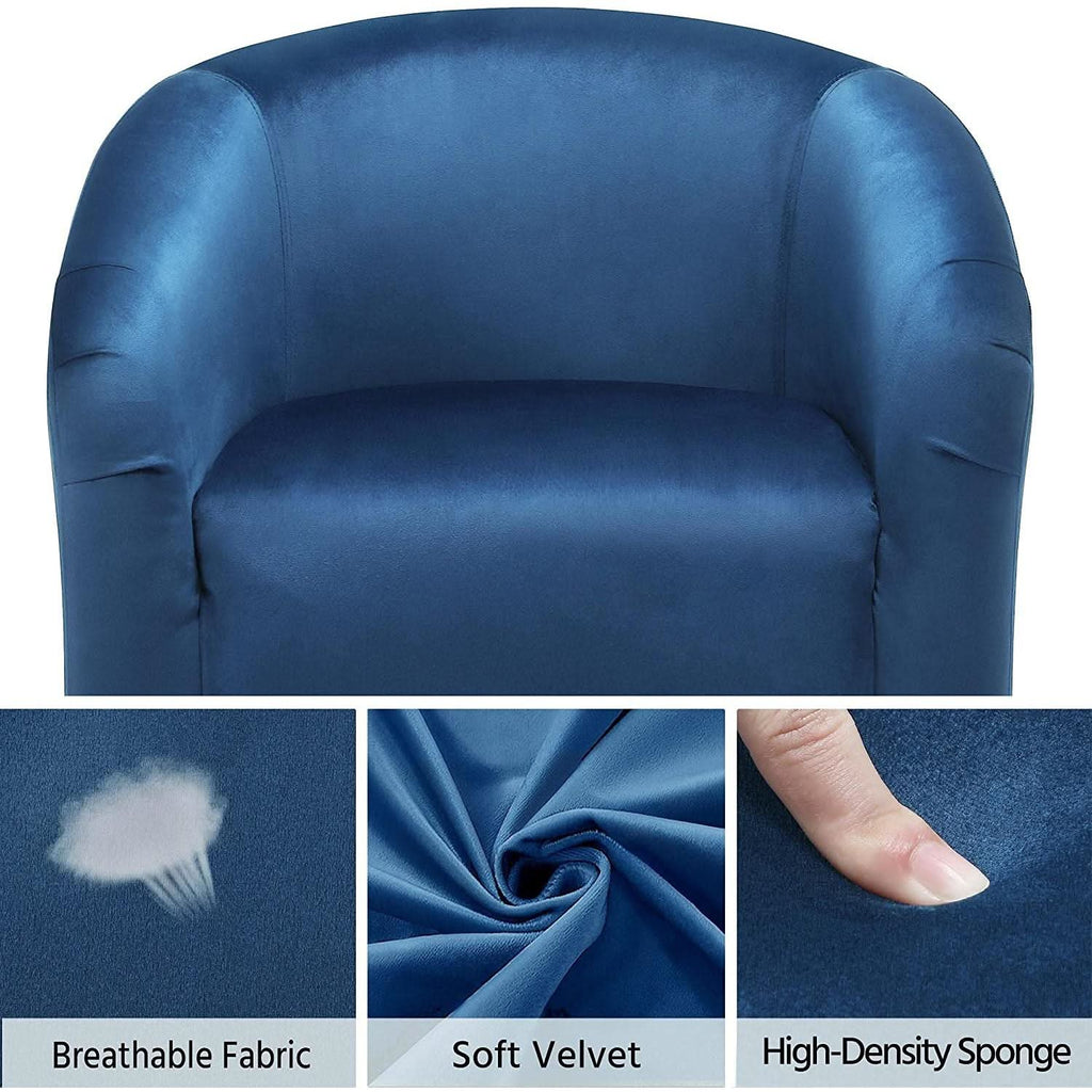 Pagoda Blue Velvet Club Chair With Curved Armrests by ShipItFurniture
