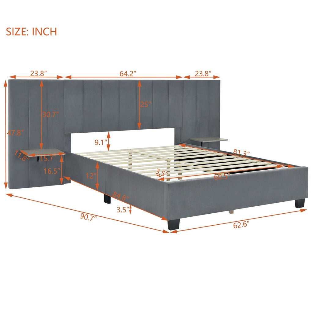 Upholstered Platform Bed With Big Headboard by Unique Piece Furniture