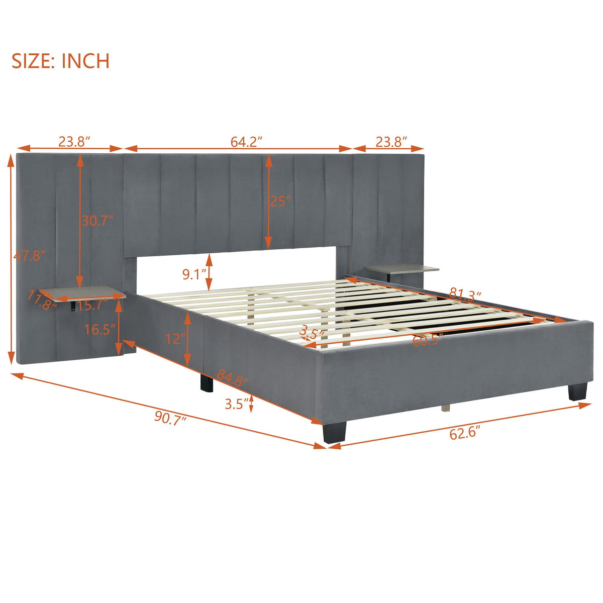 Upholstered Platform Bed With Big Headboard by Unique Piece Furniture