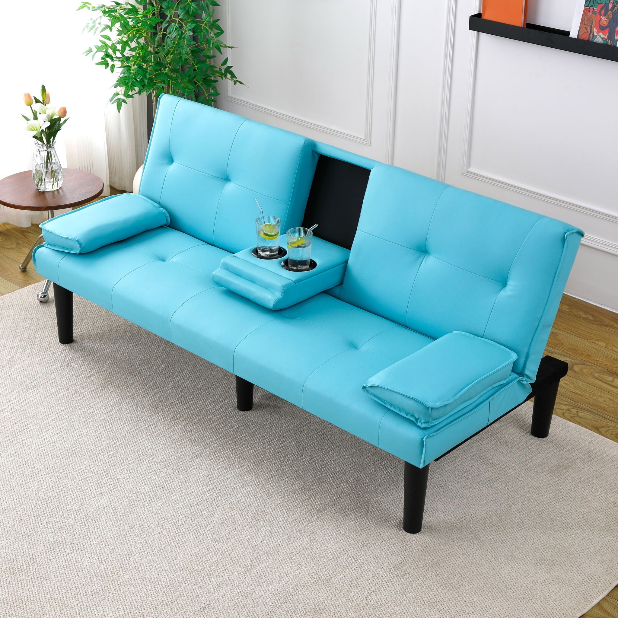 Sofa Bed With Foldable Design And Cup Holder by Unique Piece Furniture