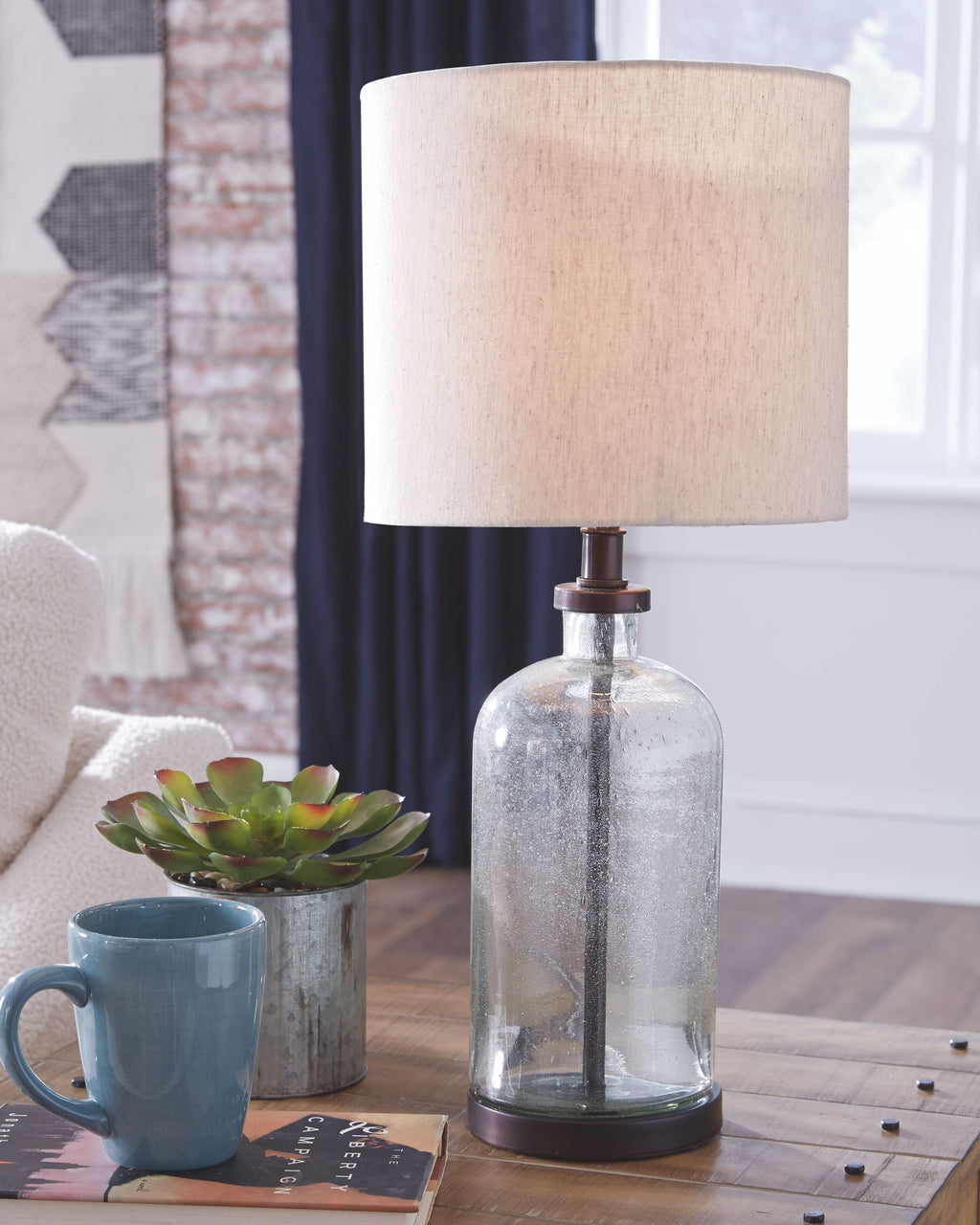 Bandile - Glass Table Lamp - Clear / Bronze Finish by Unique Piece Furniture