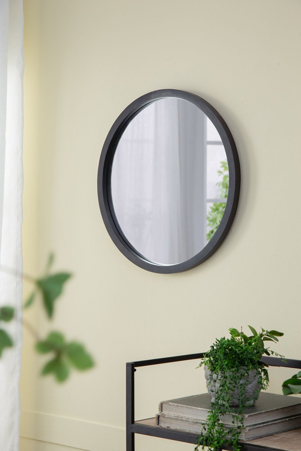 Circle Wall Mirror With Wooden Frame, Wall Mirror For Living Room by Unique Piece Furniture