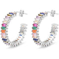 14K Gold Plated Cubic Zirconia Multicolor Rainbow Round Hoop Stud Earrings by DailySale