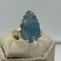 Sterling Silver Leaf Aquamarine Ring- Size 6 - Peace, Courage & Clear Communication by Sacred Crystals