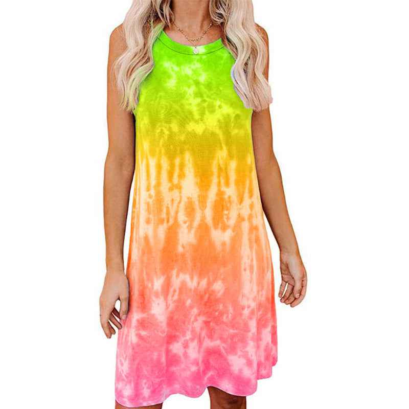Tie-dye Printed Loose Short-sleeved Dress Women by Wild and Free Boutique