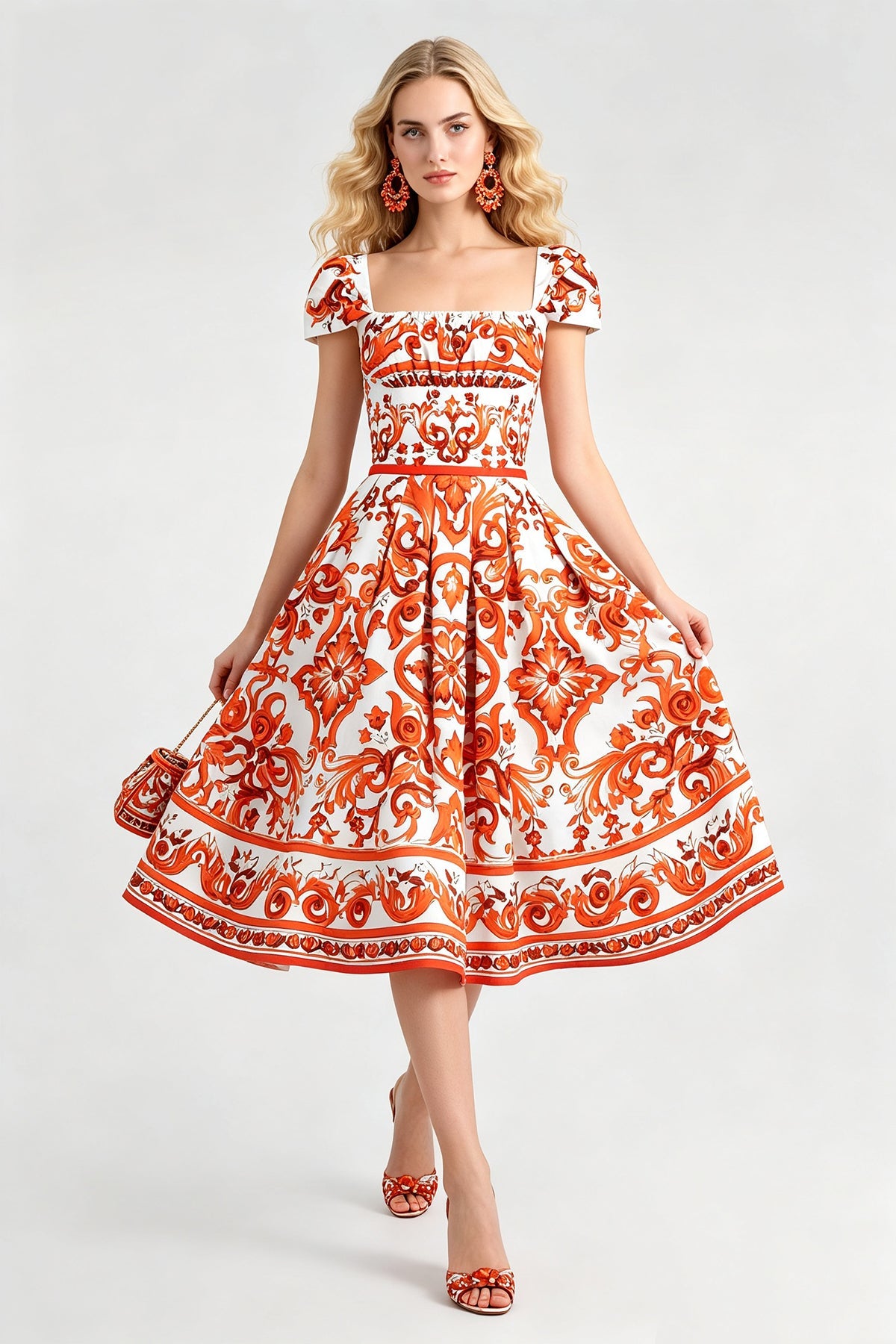 Women Summer Printed Short Sleeved Dress by Ragazza