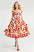 Women Summer Printed Short Sleeved Dress by Ragazza