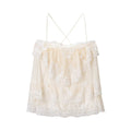 French Romantic Lace Strap Dress Layered Ruffled Backless Lace up Short Dress by Ragazza