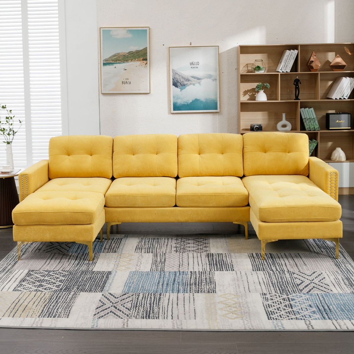 Modern L - Shape Convertible Sectional Sofa With Movable Ottoman by Unique Piece Furniture