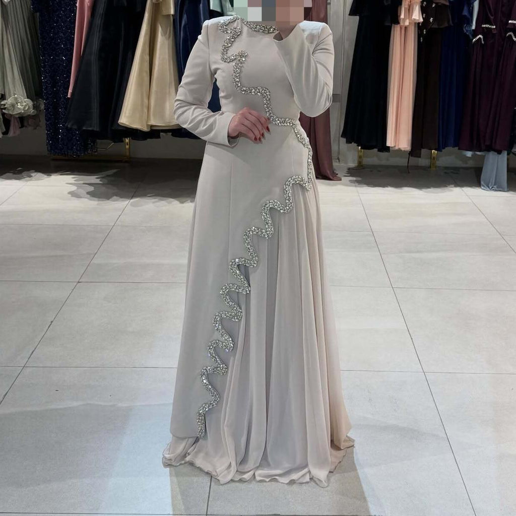 Women Beaded Ribbon Elegant Evening Maxi Dress by Ragazza