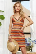 ADORA Contrast Striped V-Neck Mini Dress by Femstylo