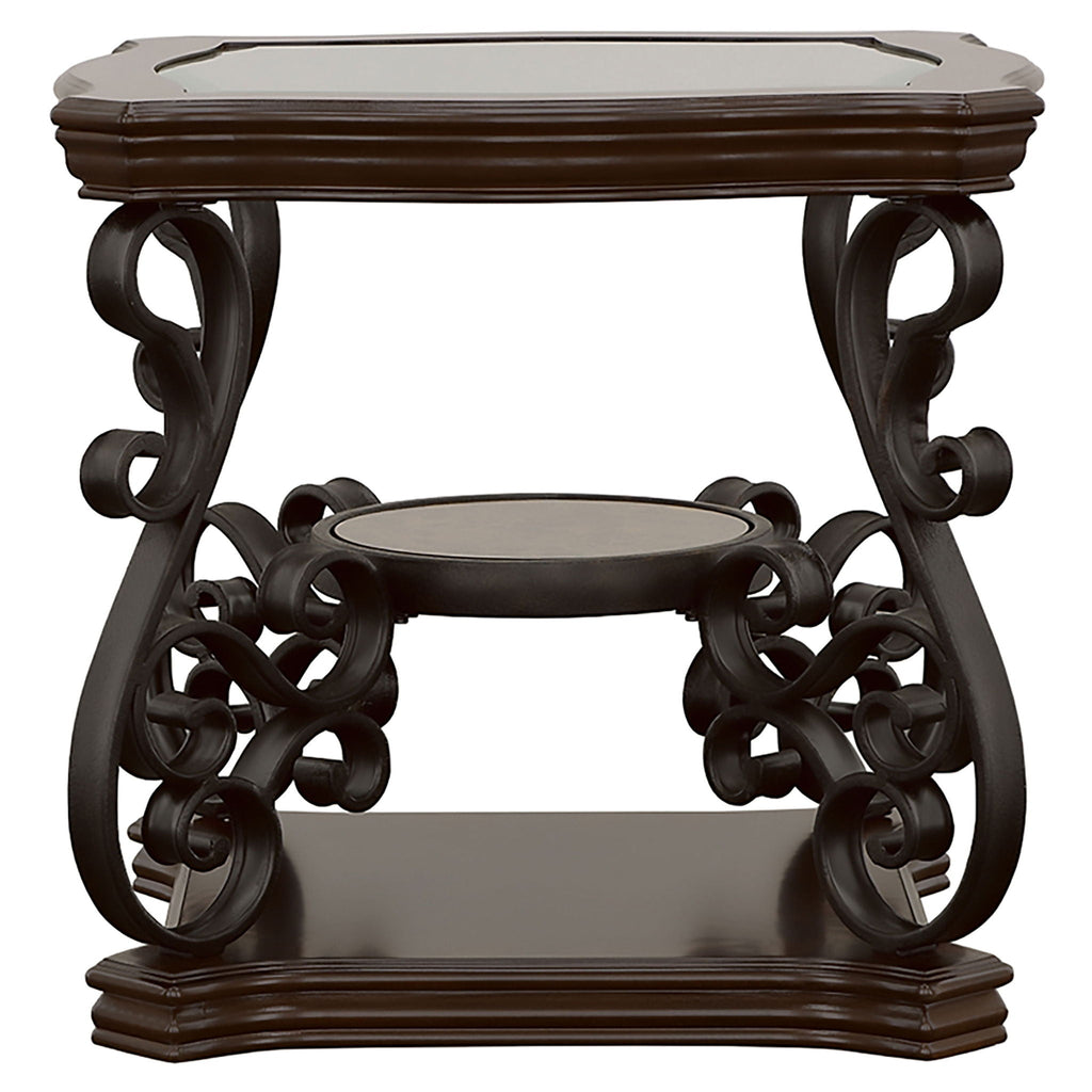 Laney 1-shelf Glass Top Square End Table Deep Merlot by Unique Piece Furniture