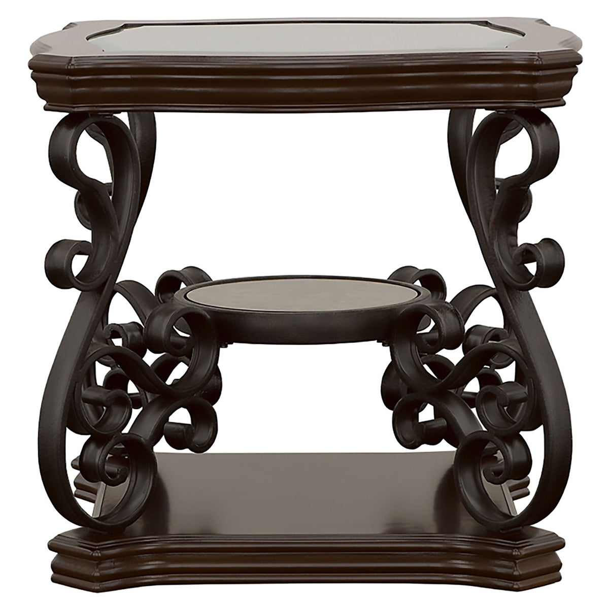 Laney 1-shelf Glass Top Square End Table Deep Merlot by Unique Piece Furniture