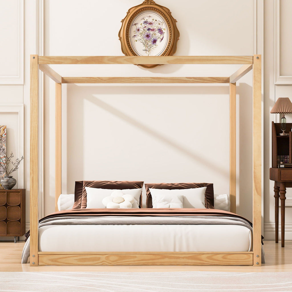 Wood Canopy Platform Bed With Support Legs And Airflow Slats by Unique Piece Furniture