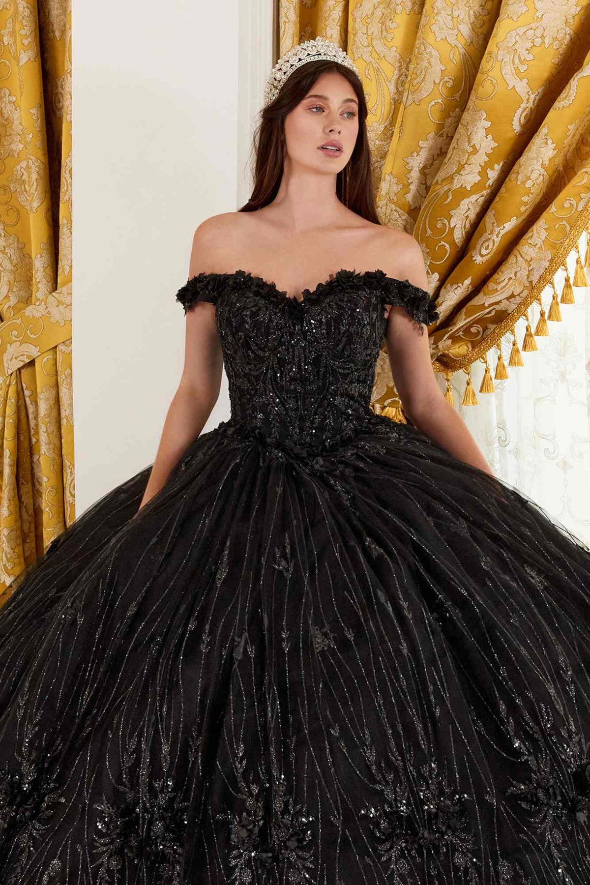 Ladivine 15704 Off the Shoulder Quinceanera Floral Ball Gown by DiscountDressShop