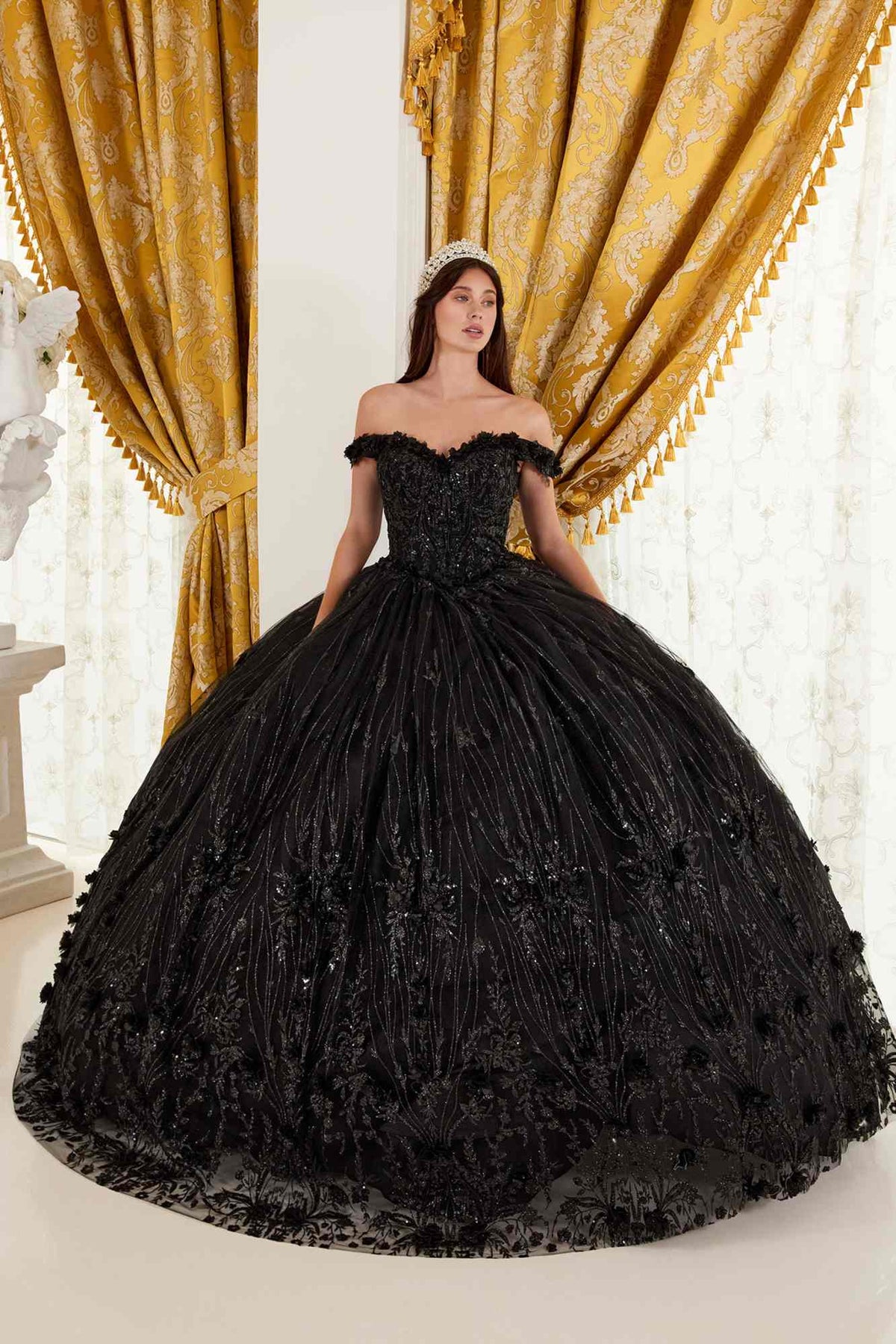 Ladivine 15704 Off the Shoulder Quinceanera Floral Ball Gown by DiscountDressShop