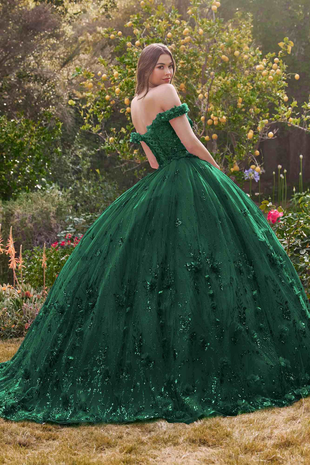 Ladivine 15704 Off the Shoulder Quinceanera Floral Ball Gown by DiscountDressShop