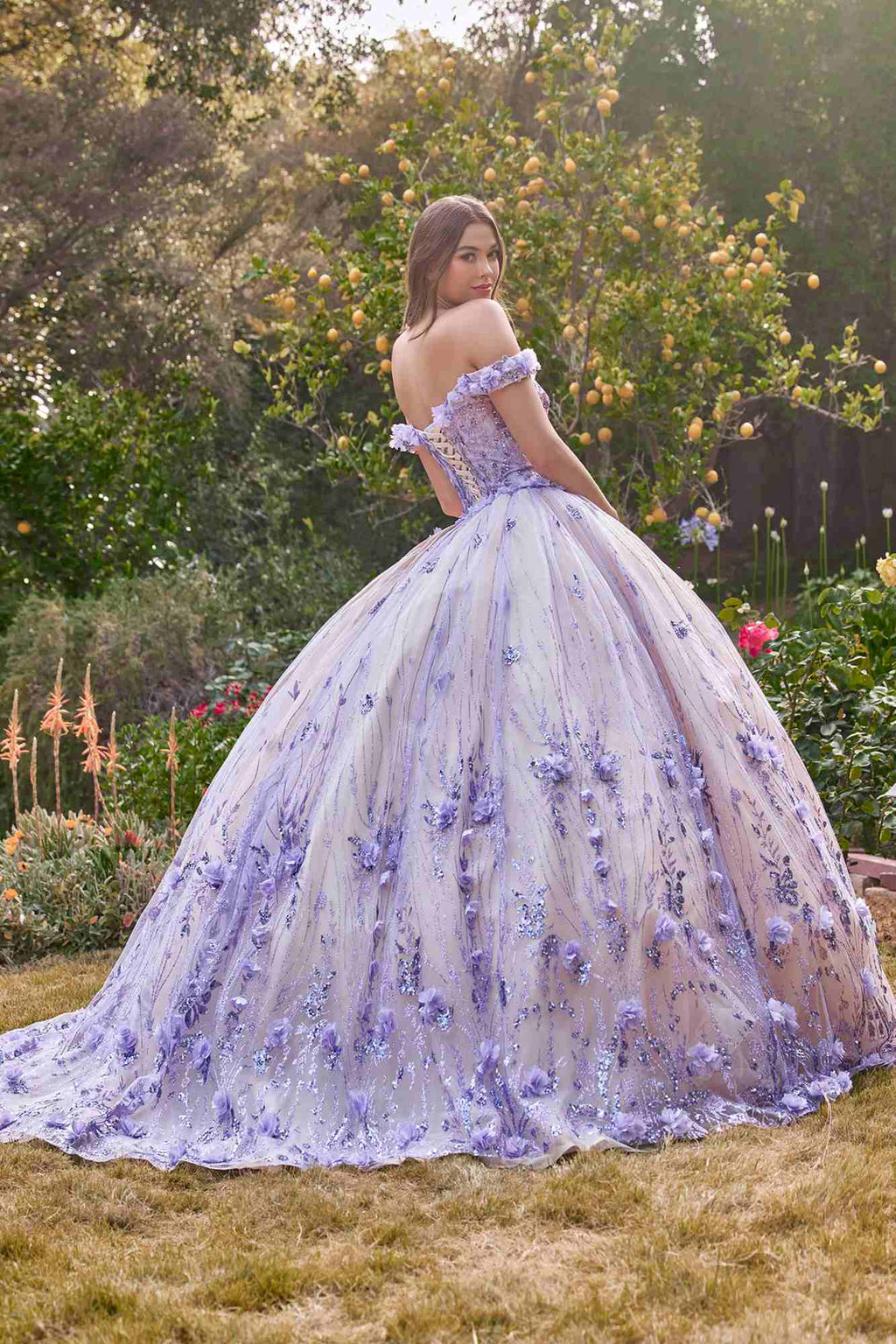 Ladivine 15704 Off the Shoulder Quinceanera Floral Ball Gown by DiscountDressShop
