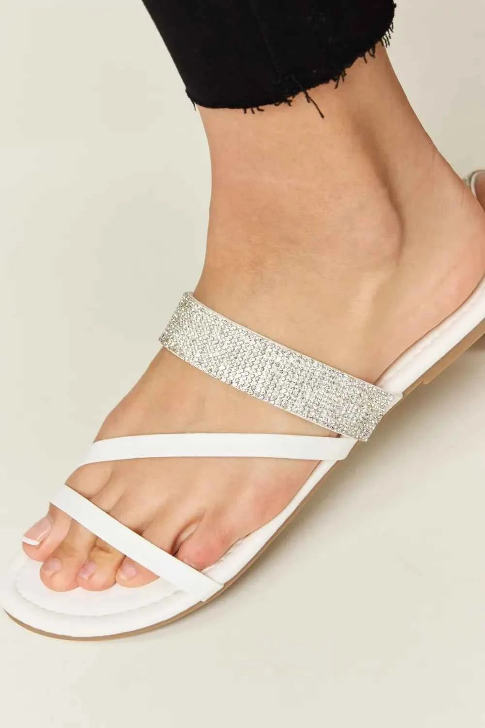 WILD DIVA Rhinestone Strappy Flat Sandals by Wild and Free Boutique