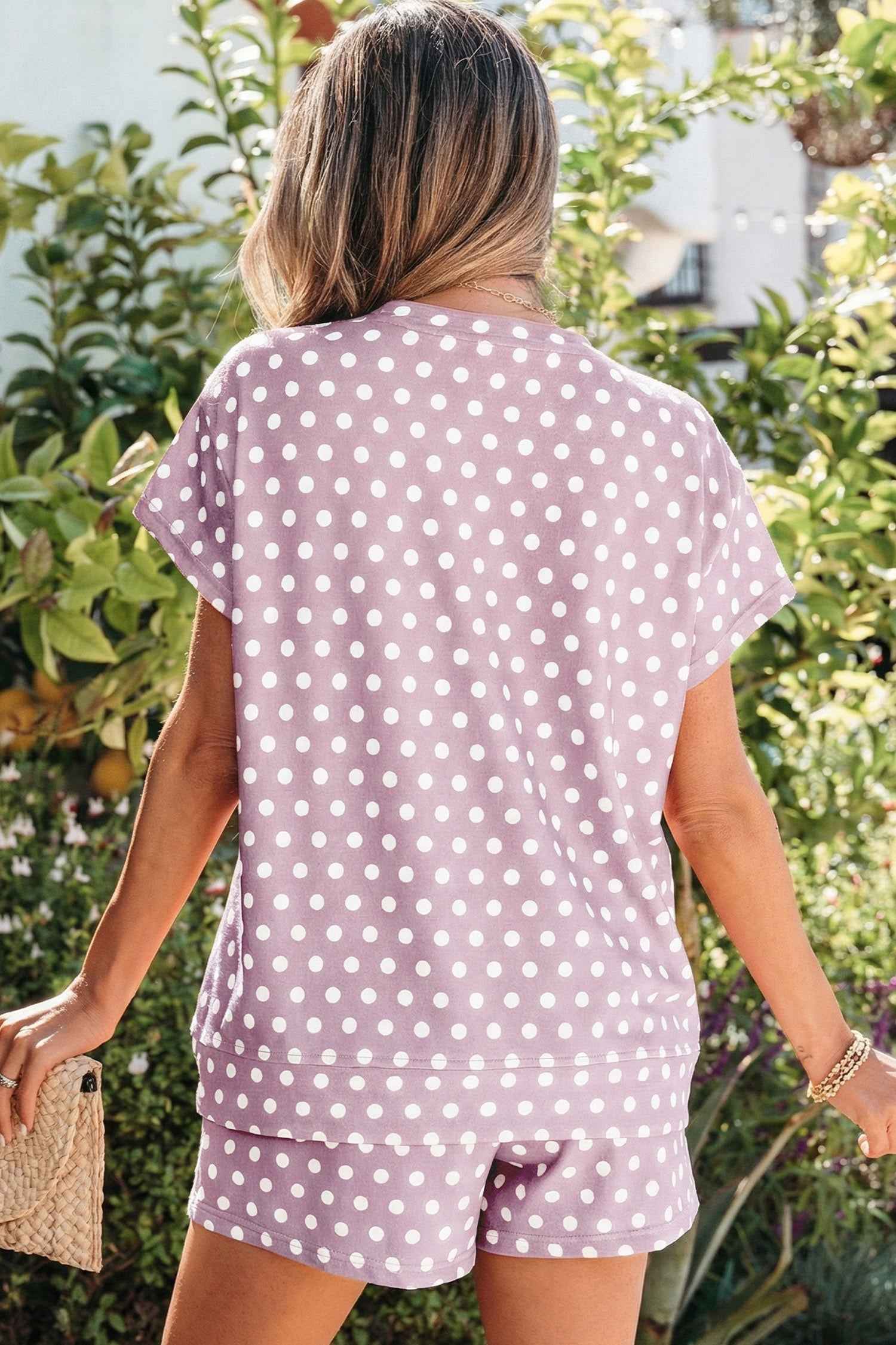 Purple Polka Dot Print Short Set by Wild and Free Boutique