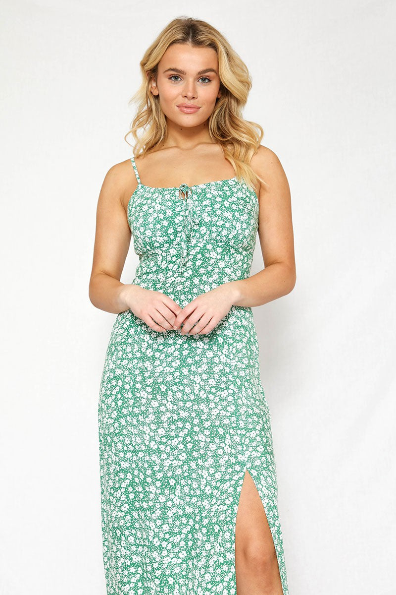 Front Side Slit Maxi Dress by Miss Sparkling